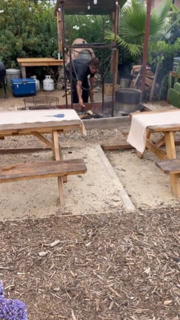 A course being cooked over an open fire